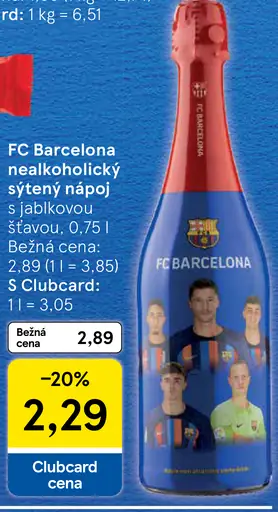 FC Barcelona Nealkoholický sýtený nápoj s jablkovou šťavou