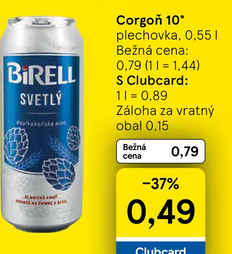 Birell nealko pivo svetlé plechovka