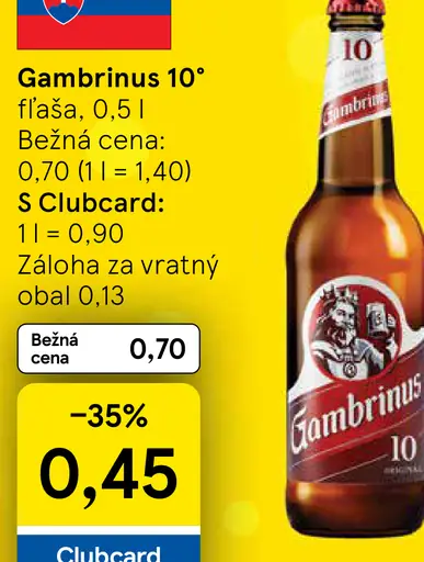 Gambrinus 10 pivo fľaša
