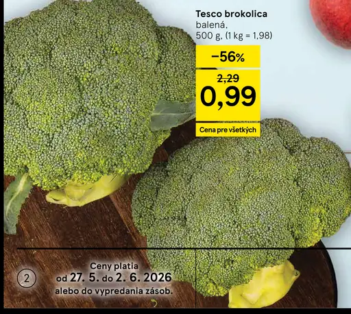 Tesco brokolica balená
