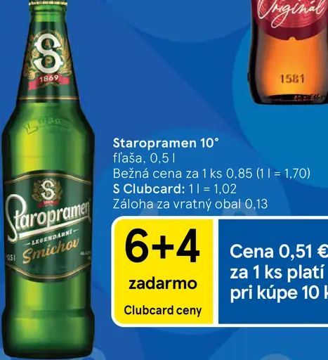 Staropramen 10° pivo fľaša