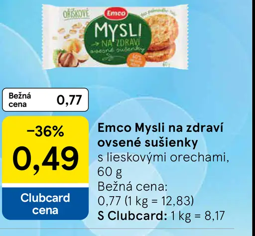 Emco Mysli na Zdraví Ovsené sušienky s lieskovými orechami