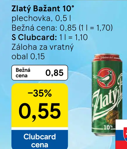 Zlatý Bažant 10° plechovka