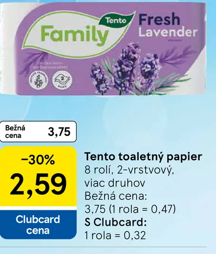 Family toaletný papier Fresh Lavender, 2-vrstvový, rôzne druhy