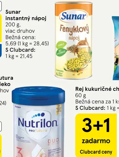 Sunar instantný nápoj fenykľový a iné príchute
