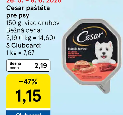 Cesar paštéta pre psy