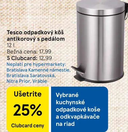 Tesco odpadkový kôš antikorový s pedálom