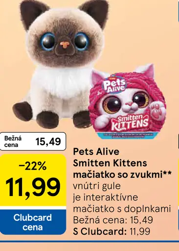 Pets Alive Smitten Kittens mačiatko so zvukmi