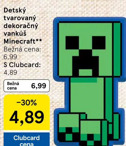 Detský tvarovaný dekoracný vankúš Minecraft