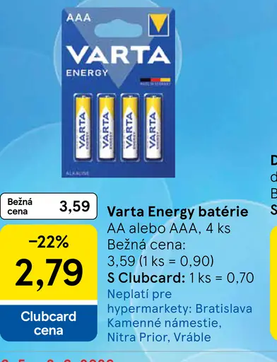 Varta Energy batérie AA alebo AAA