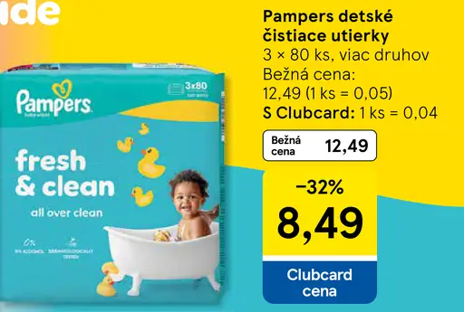 Pampers detské čistiace utierky Sensitive, Fresh & Clean