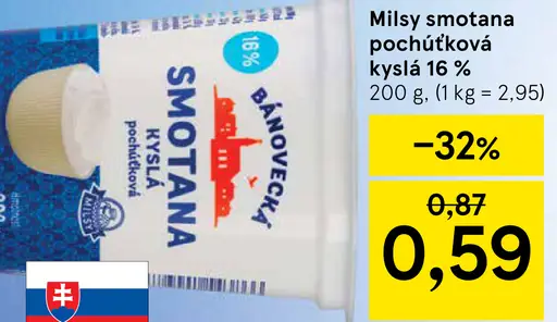 Milsy Smotana pochúťková kyslá 16%