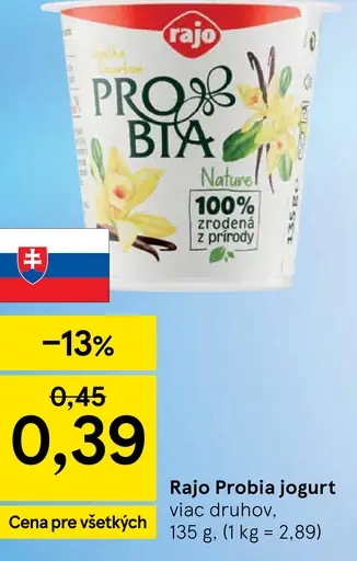 Rajo Probia jogurt ochutený rôzne druhy