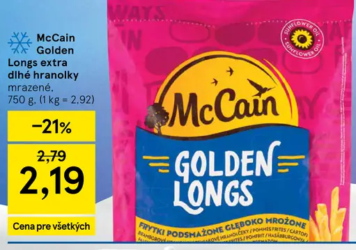 McCain Golden Longs extra dlhé hranolky mrazené