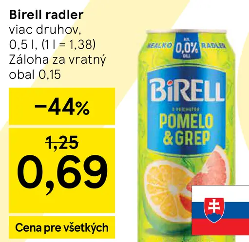 Birell nealkoholický nápoj plechovka