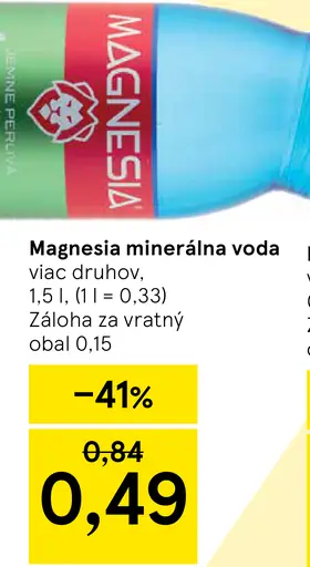 Magnesia Prírodná minerálna voda neperlivá
