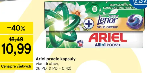 Ariel pracie kapsuly Lenor Allin1 PODS+