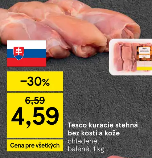 Tesco kuracie stehná bez kosti a kože
