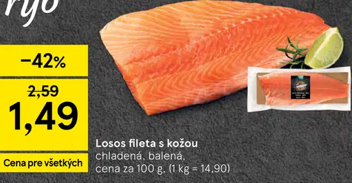 Losos fileta s kožou chladená