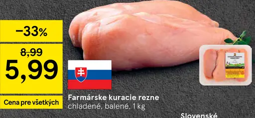 Farmárske kuracie rezne chladené, balené