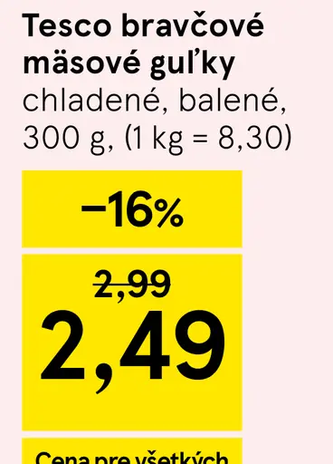 Tesco bravčové mäsové guľky