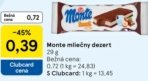 Monte mliečny dezert