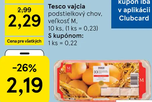 Tesco vajcia podstieľkový chov, veľkosť M
