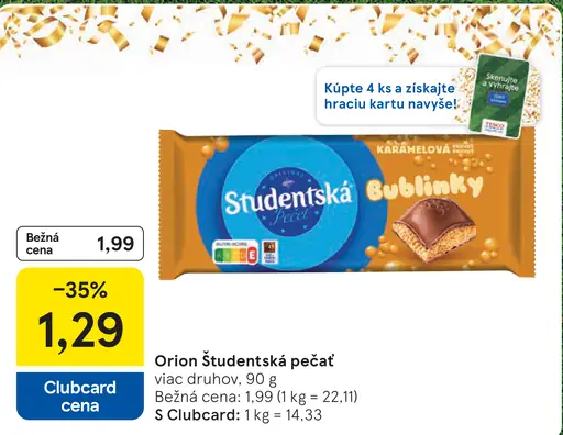 Orion Študentská pečať čokoláda rôzne druhy