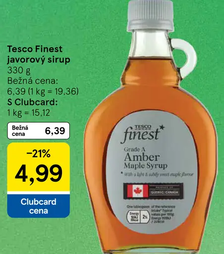 Tesco Finest javorový sirup