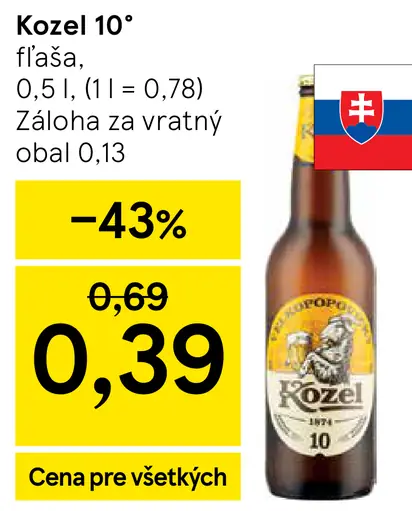 Kozel 10° fľaša