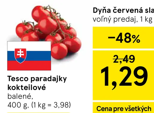 Tesco paradajky koktejlové balené