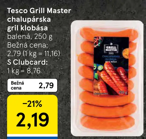 Tesco Grill Master chalupárska gril klobása