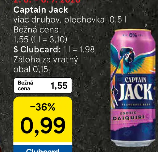 Captain Jack pivo plechovka rôzne druhy