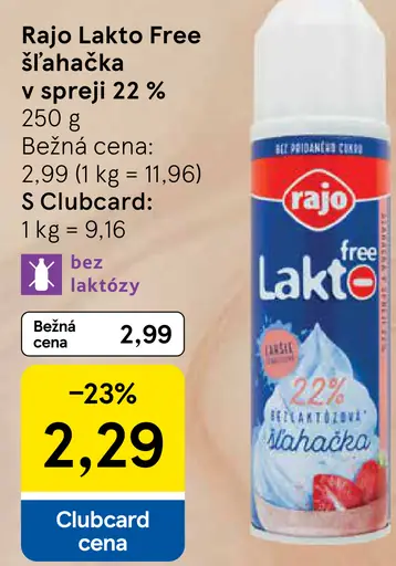 Rajo Lakto Free Šľahačka v spreji 22%