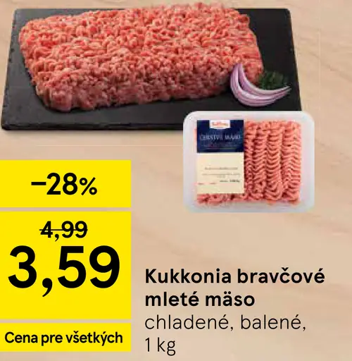 Kukkonia bravčové mleté mäso chladené, balené