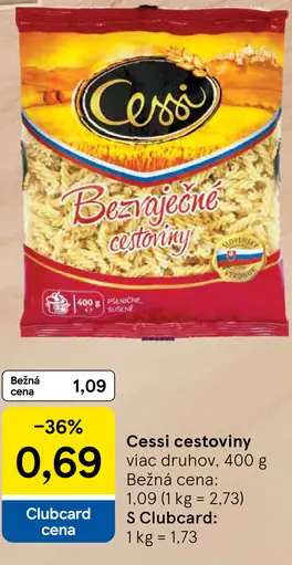 Cessi cestoviny bezvajcové viac druhov