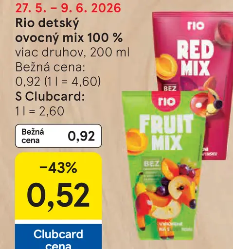 Rio detský ovocný mix 100 %
