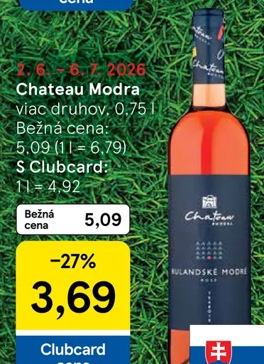Chateau Modra víno viac druhov