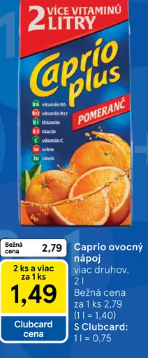 Caprio ovocný nápoj pomaranč