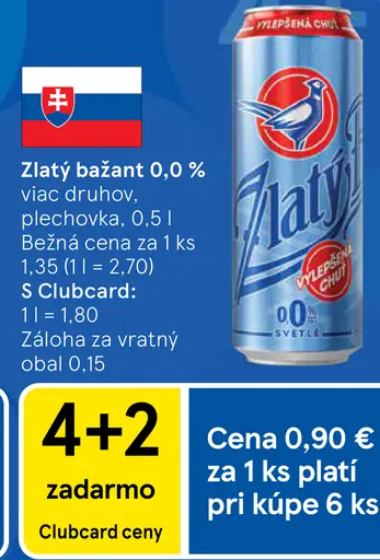 Zlatý Bažant 0,0% plechovka