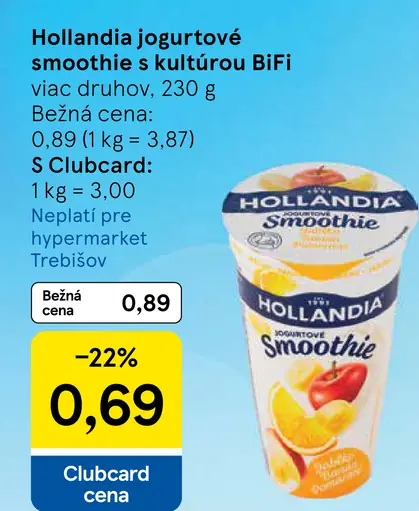 Hollandia jogurtové smoothie s kultúrou BiFi
