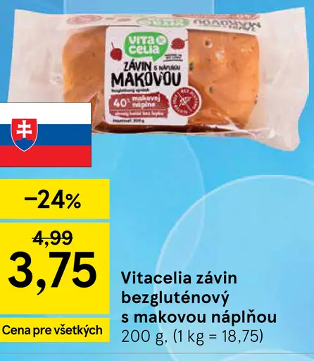 Vitacelia závin bezgluténový s makovou náplňou