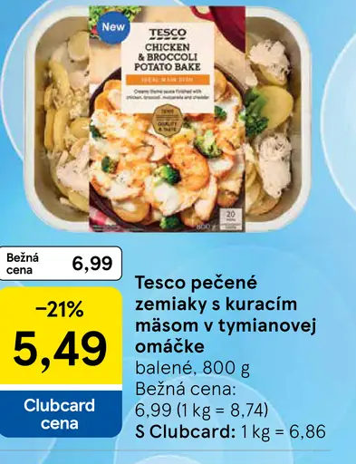 Tesco pečené zemiaky s kuracím mäsom v tymianovej omáčke
