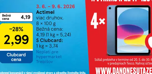 Danone Actimel Imunitný systém Jahoda
