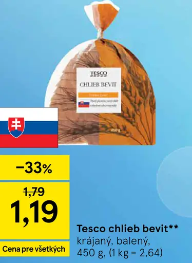 Tesco chlieb Bevit krájaný