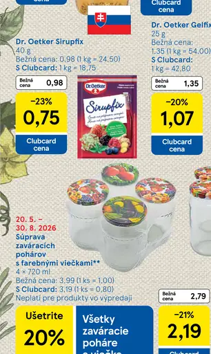 Súprava zaváracích pohárov s farebnými viečkami 4×370 ml