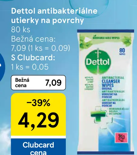 Dettol Antibakteriálne obrúsky na povrchy