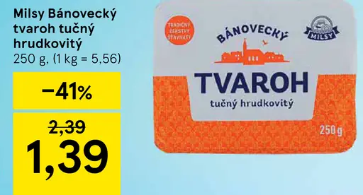 Milsy Bánovecký tvaroh tučný hrudkovitý