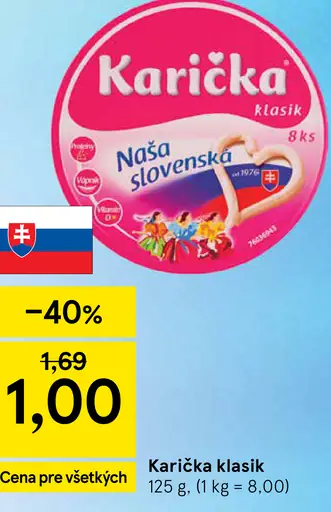 Karička Tavený syr Klasik Naša slovenská