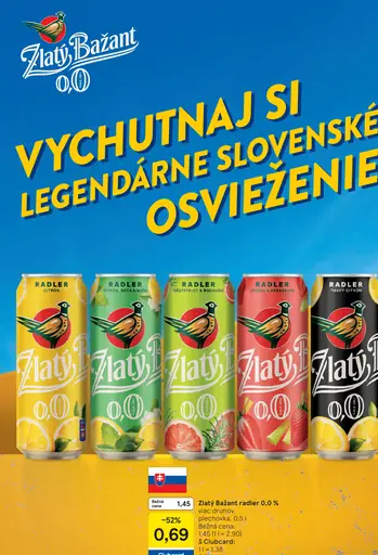 Zlatý Bažant radler 0,0 % plechovka